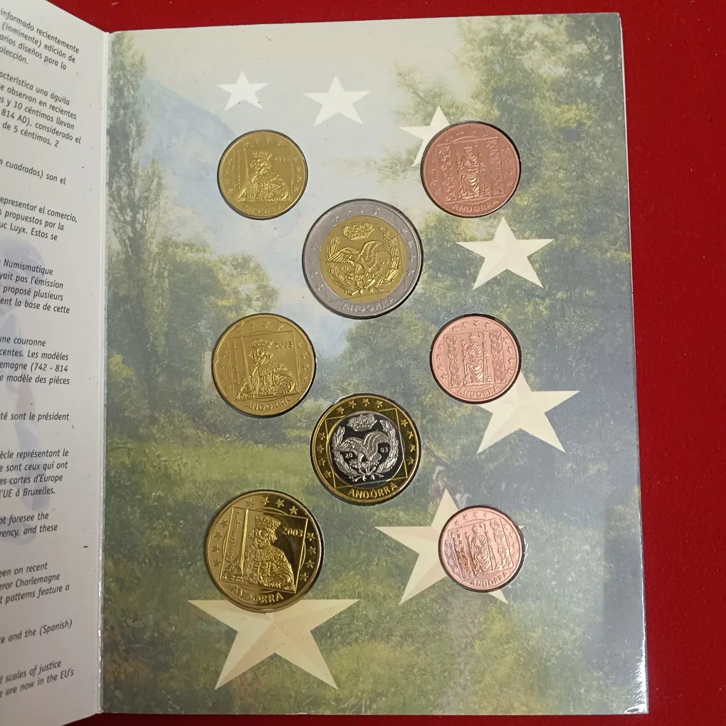 Rare Uncirculated Proof Coin Set Euro Collection ANDORA 2003 Year Issuer by the International Numismatic Agency (INA)