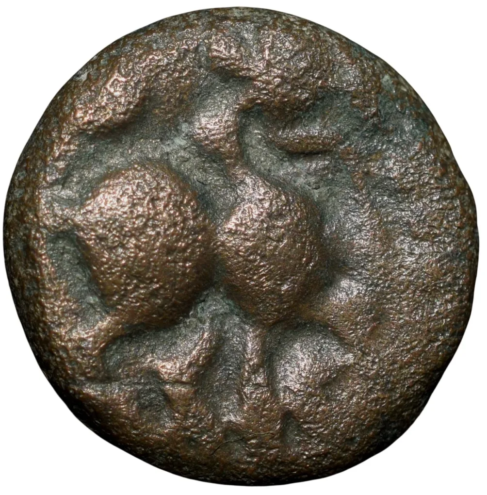 Copper Jital of Devraya I(AD 1406-22) of Vijayanagar Empire Bull Right/Dagger