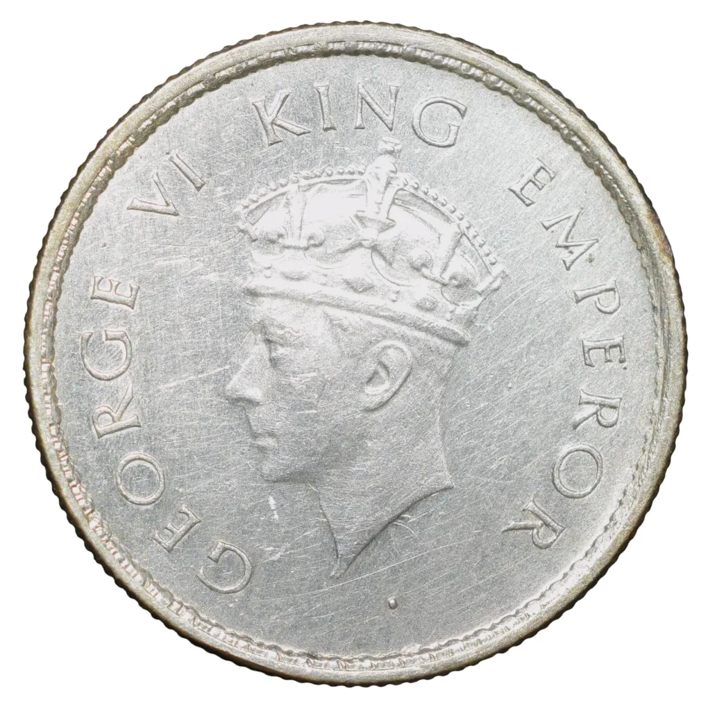 Silver 1/2 Rupee of George VI (AD 1939) of Bombay Mint Head Type I UNC Grade Rare