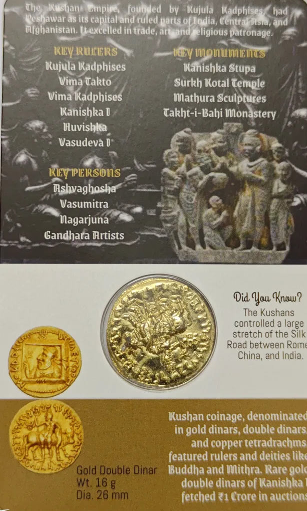 The Kushan Gold Plated Dinar Reproduction Issue Blister Pack