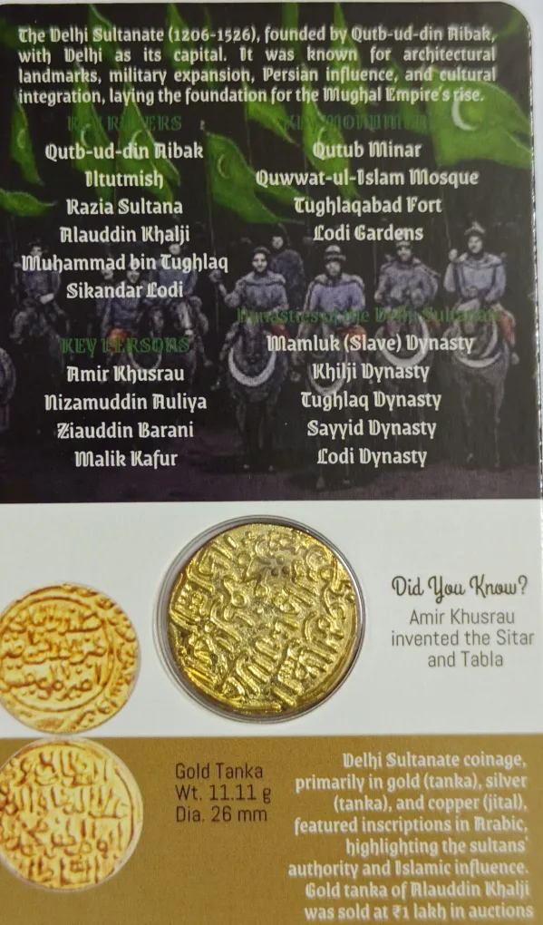 The Delhi Sultanate Gold Tanka Reproduction Coin