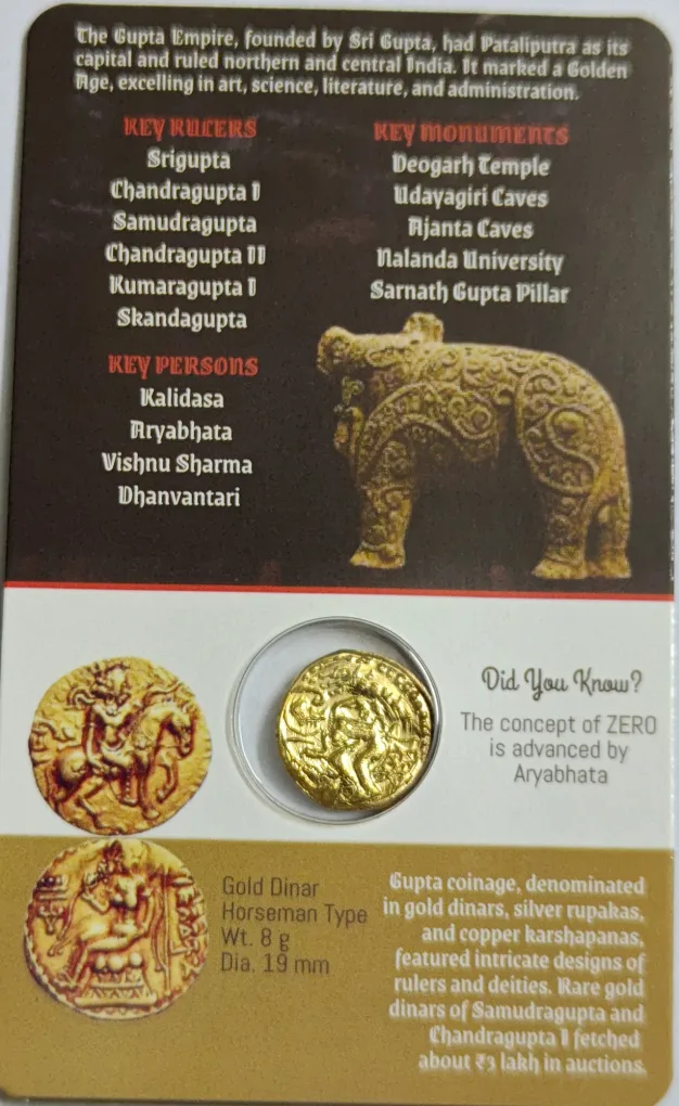 The Guptas Gold Plated Dinar Reproduction Issue Blister Pack