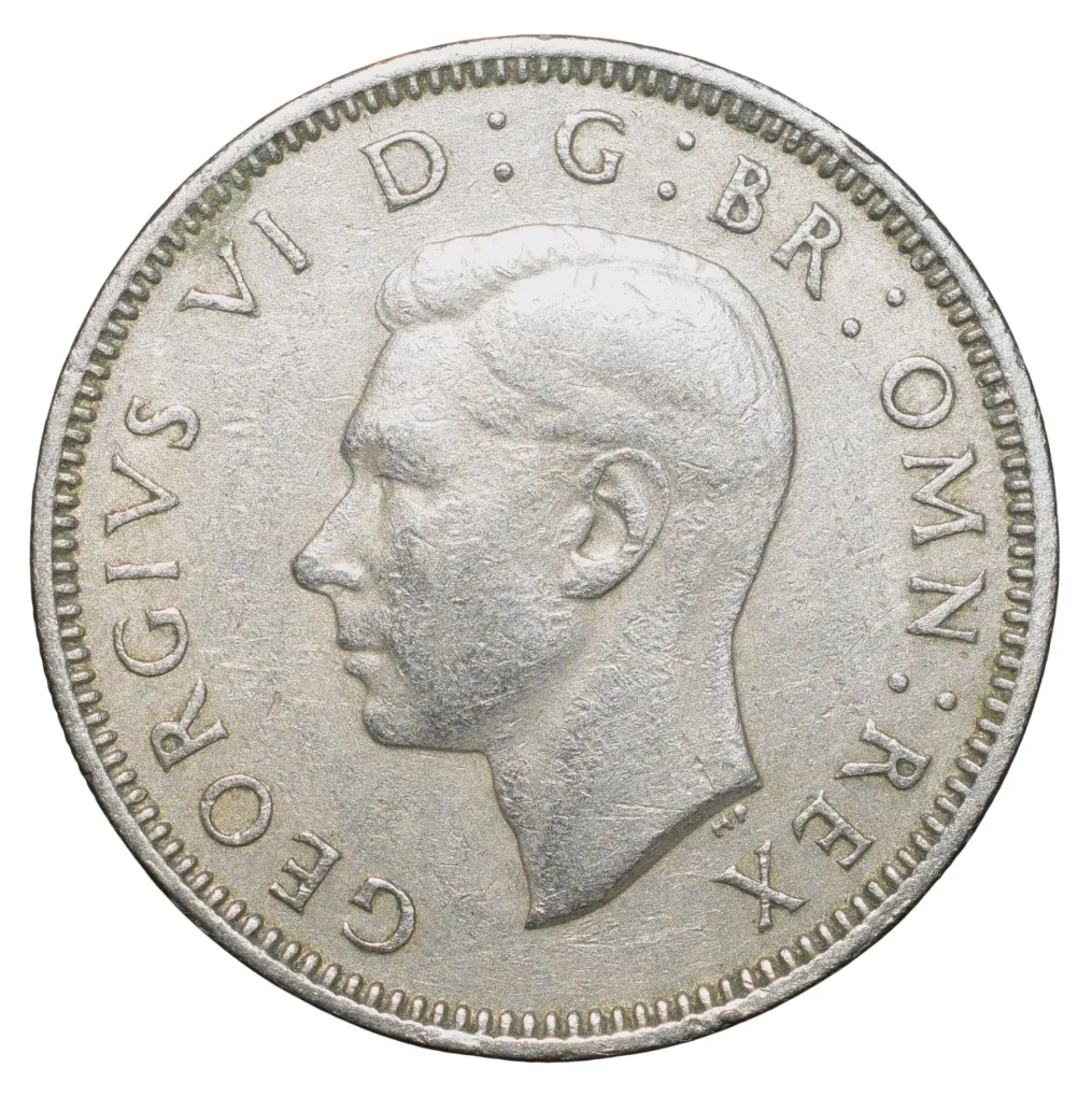Copper-Nickel 1 Shilling of George VI (AD 1950) from Great Brittain Lion above Crown