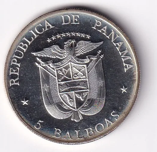 Panama 5 Balboas 1972 - FAO - Peasant Settlements Commemorative issue ( Silver Weight 35g ) Rare coin