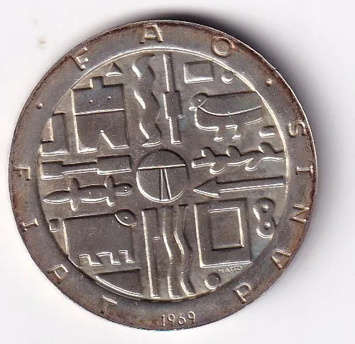 Uruguay 1000 Pesos 1969 - FAO Commemorative issue (Silver Weight 25 g)  Rare Coin