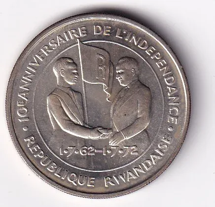 Rwanda 200 Francs 1972 -  Independence; FAO Commemorative issue (Silver Weight 18.15 g)  Rare Coin