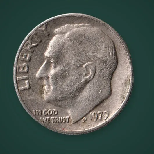 Rare 1 Dime 1979 Roosevelt Philadelphia Mint United States of America Coin # A885