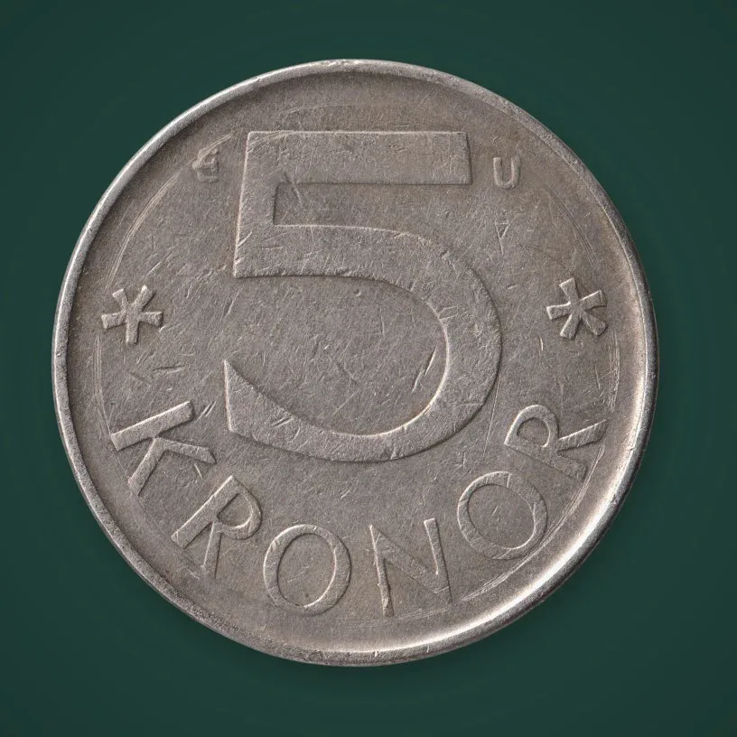 Rare 5 Kronor 1982 King Carl XVI Gustaf Monogram Eskilstuna Mint Sweden World Coin # A901