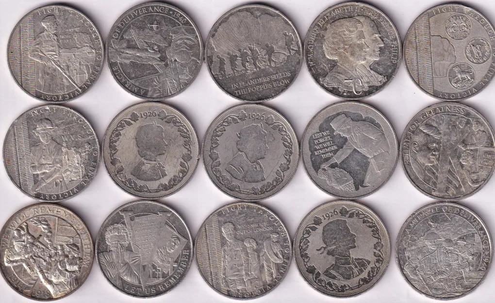 15 Different United Kingdom (Gibraltar) One Crown Rare (15 Coin) Set