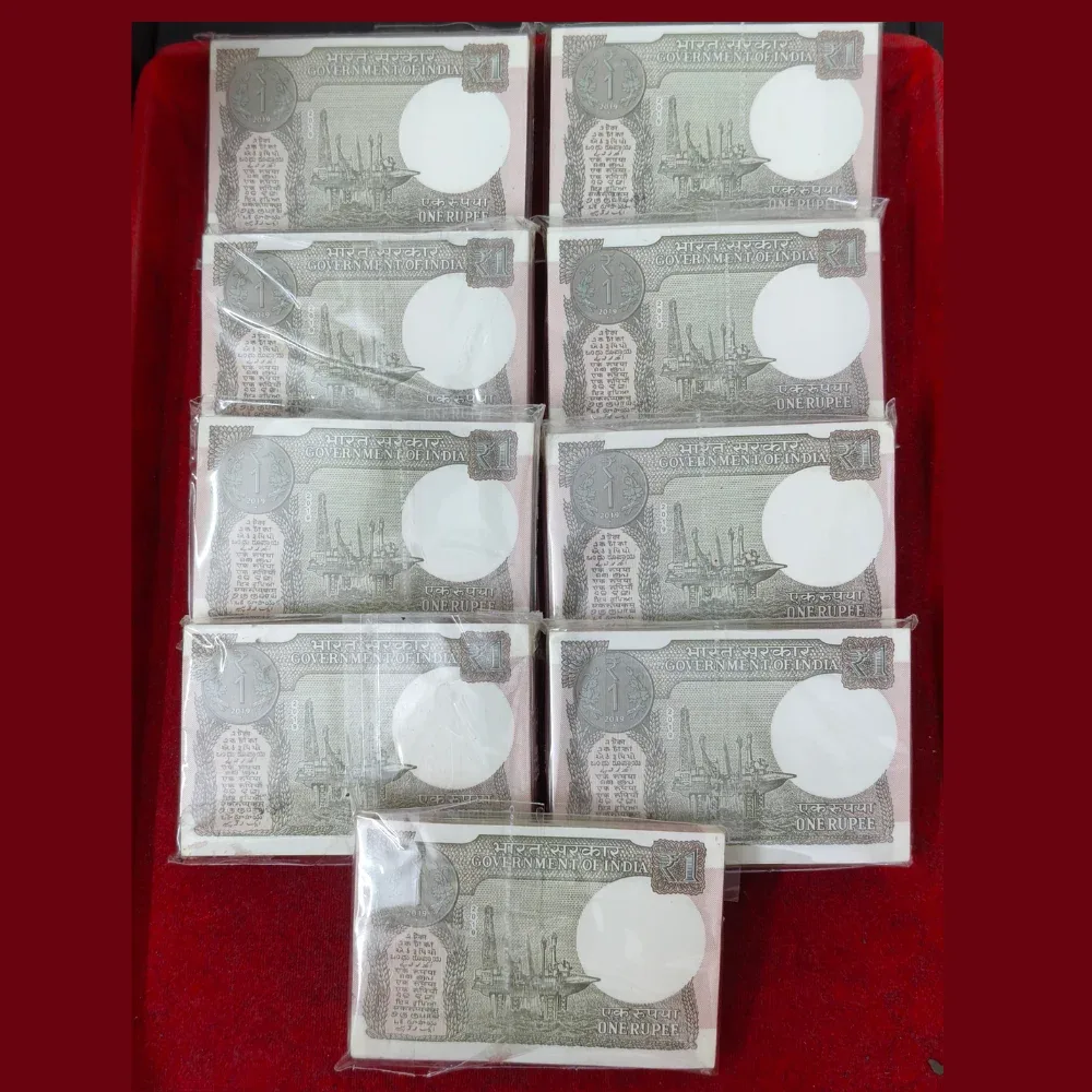 2019 One Rupees Governor Subhash Garg Rare Unc (99 Note) Serial Packet (First Note Missing Packet)