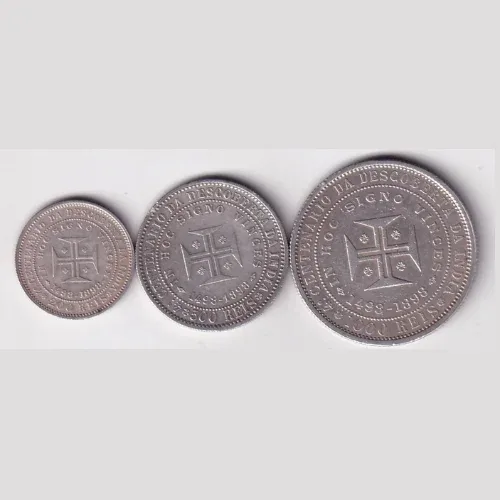 Portugal Charles I - Discovery of India , Rare all Different Denomination Silver Coins (3 Coin Set)