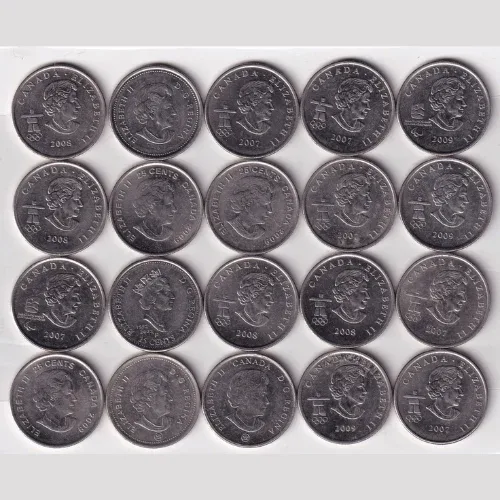 20 DIFFERENT CANADA QUARTER DOLLARS COMMEMORATIVE ( 20 COINS SET)