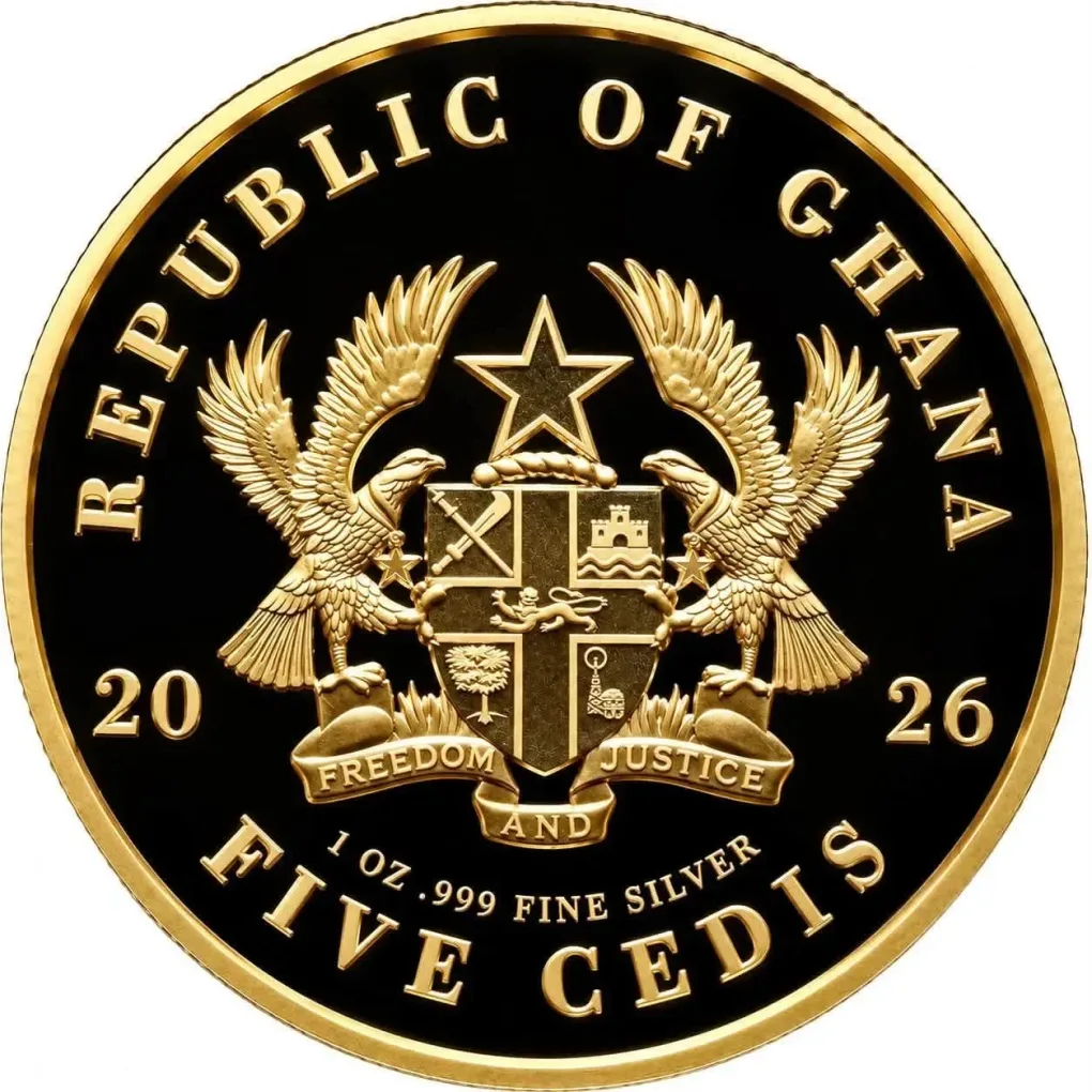 1 Oz Pure 999 Purity Silver Maa Durga Issued By Republic of Ghana Five Cedis Limited Issue Ultra Unique and Rare