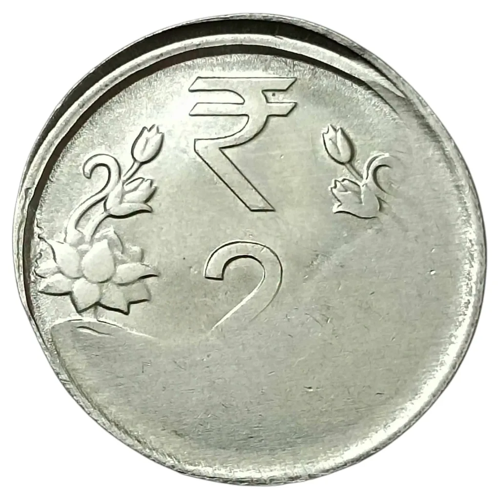 2 Rupees Fss MASSIVE MAD "MISALIGNED DIE SHIFT" & DIE CUD Errors **V.RARE** High Collectable Grade.