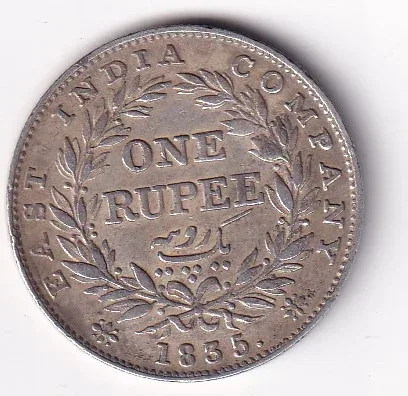 British - India 1 Rupee 1835 - William IV ( R.S. Variety ) Rare Silver Coin
