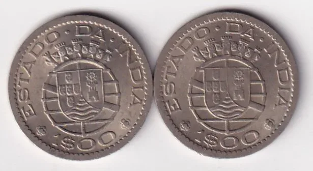 India, Portuguese 1 Escudo - Republic ( 1958 & 1959 ) Two Pcs Rare UNC Coin Set