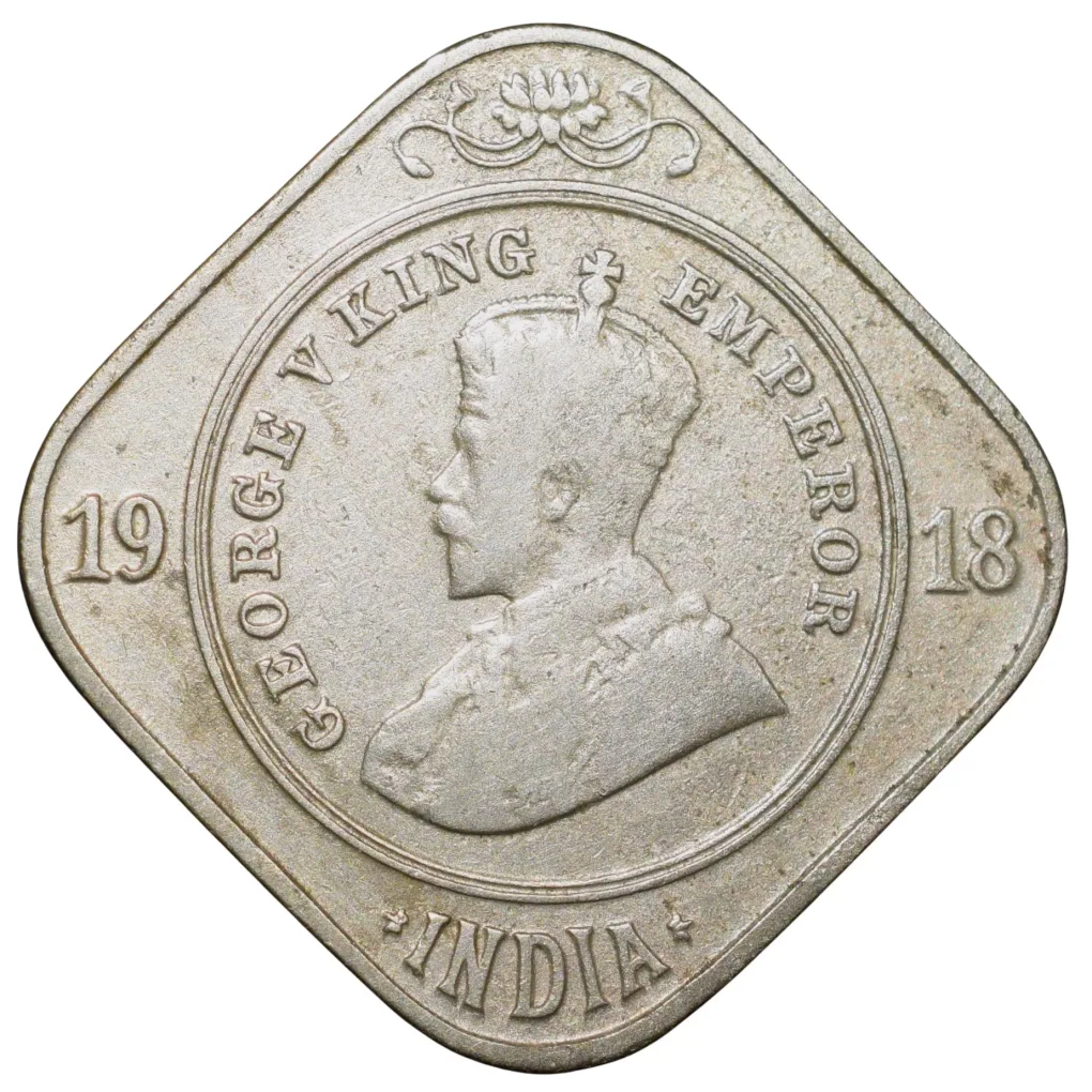 Copper-Nickel 2 Annas of George V (AD 1918) of Calcutta Mint Scarce