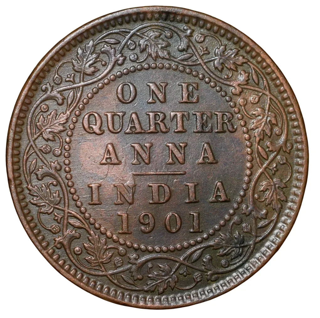 Copper 1/4 Anna of Victoria Empress (AD 1901) of Calcutta Mint Beautiful Grade Rare