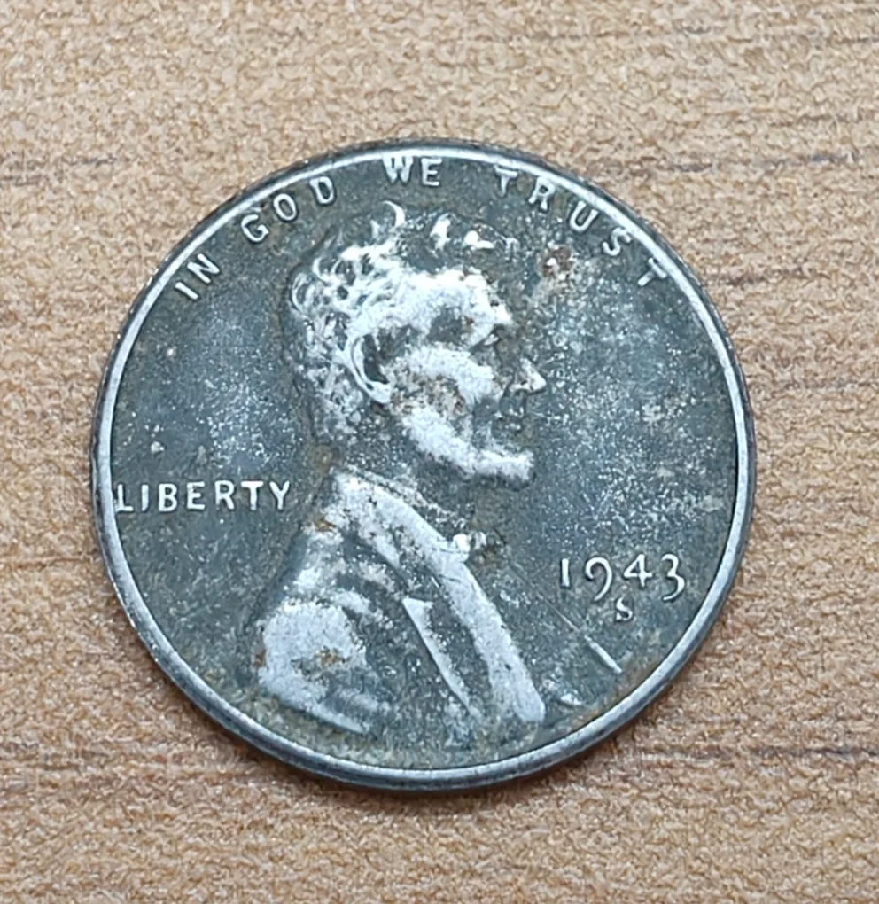 United States 1 Cent "Lincoln - Wheat Ears Reverse - (Zinc plated steel) 1943 Rare Coin