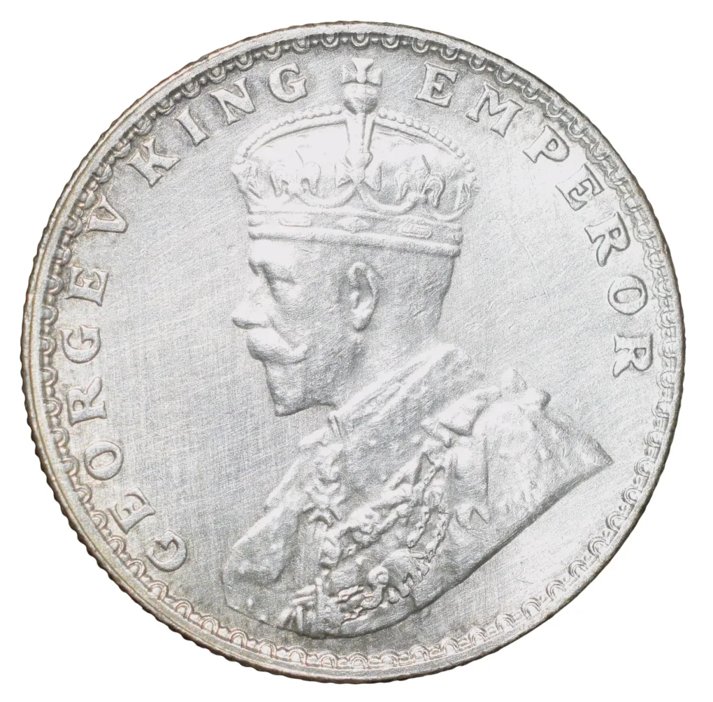 Silver 1/2 Rupee of George V (AD 1936) of Bombay Mint UNC Grade Rare