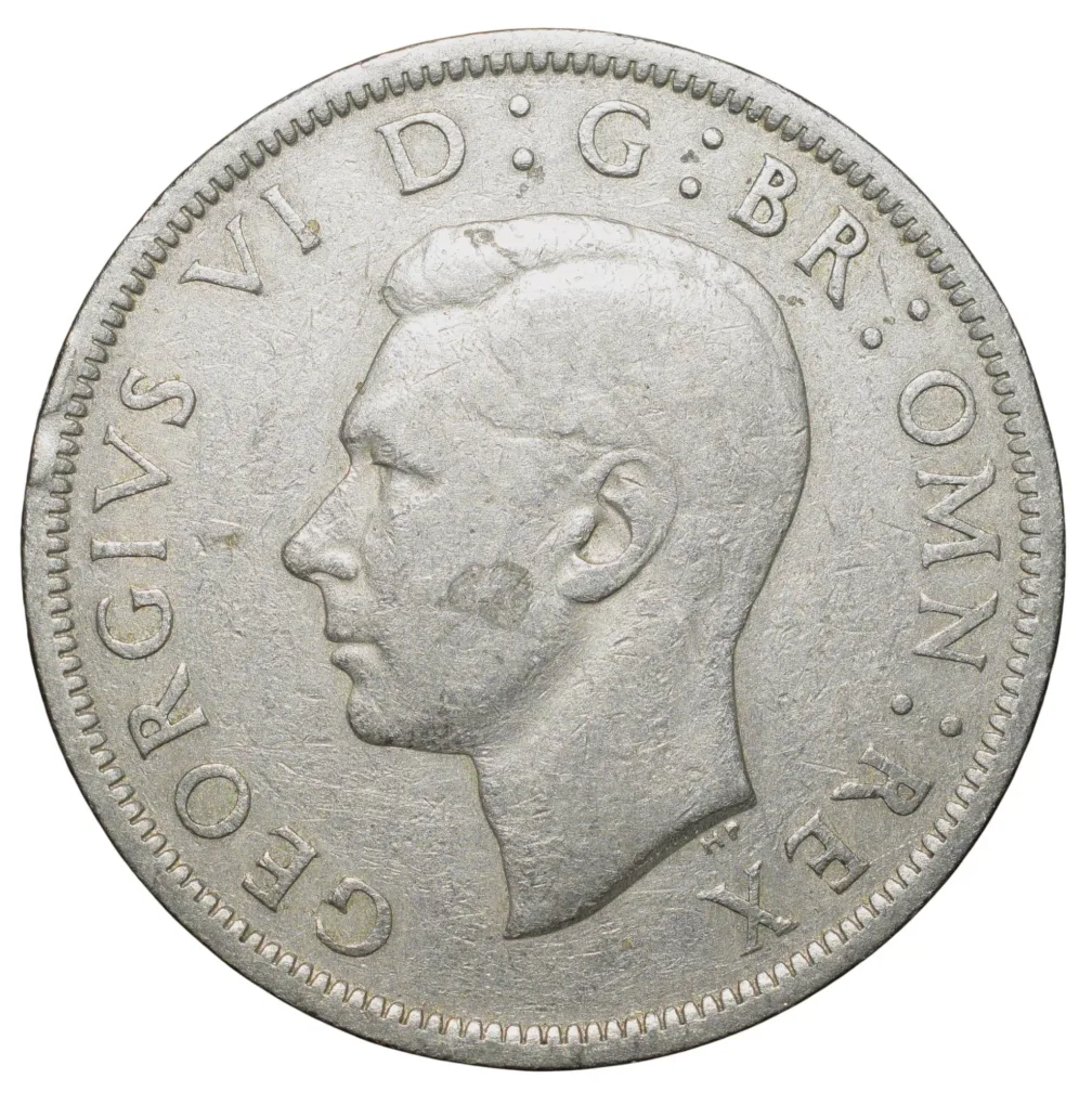 Copper-Nickel 1/2 Crown of George VI (AD 1948) of Great Brittain Large Size