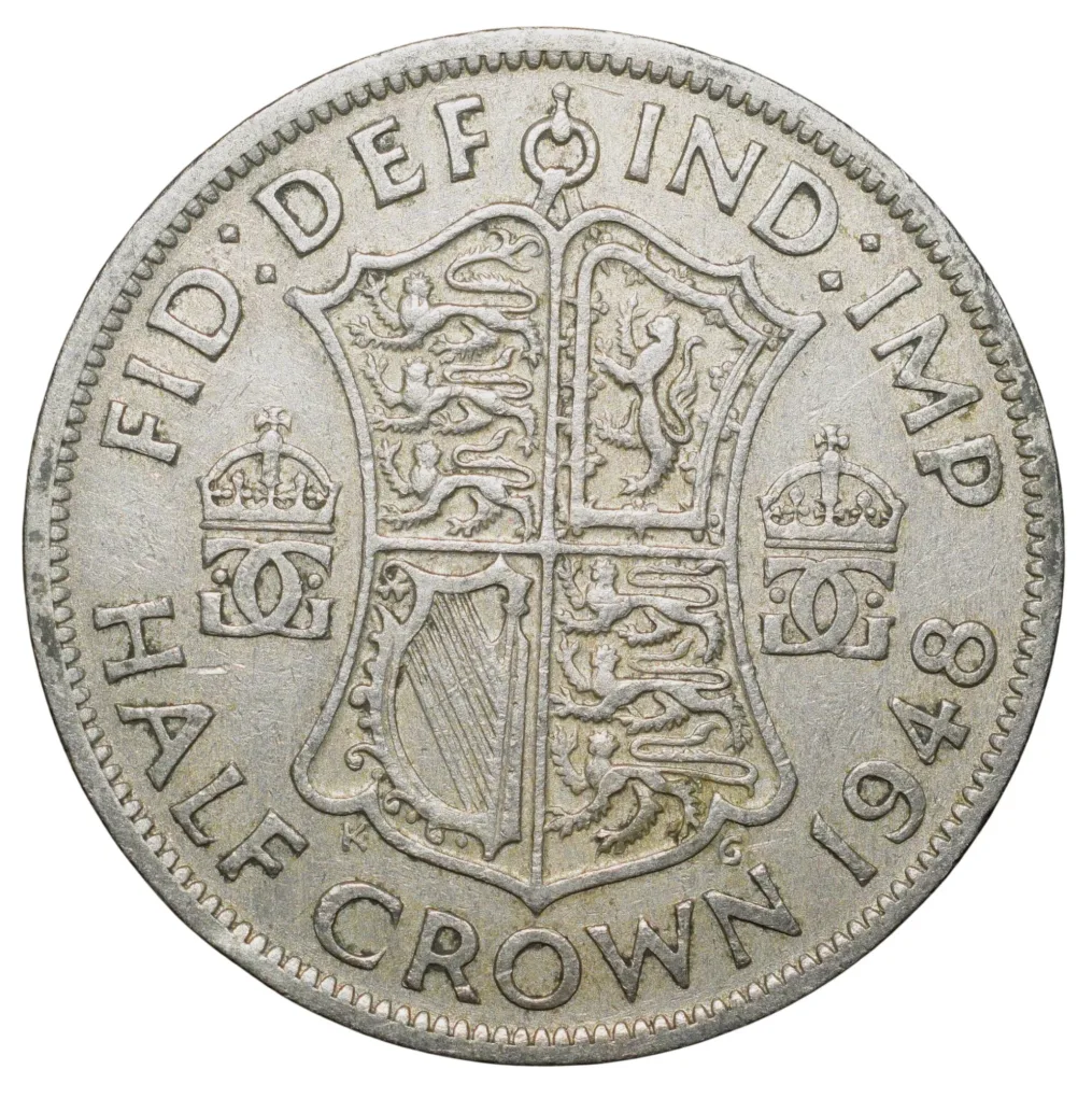 Copper-Nickel 1/2 Crown of George VI (AD 1948) of Great Brittain Large Size