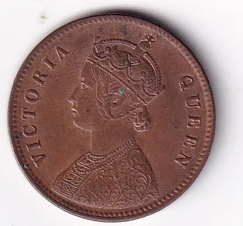 India - British ¼ Anna 1862 - Victoria "VICTORIA QUEEN" Rare UNC Coin