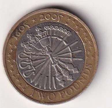 United Kingdom 2 Pounds - (Elizabeth II Gunpowder Plot) 2005 Rare Bimetallic Coin