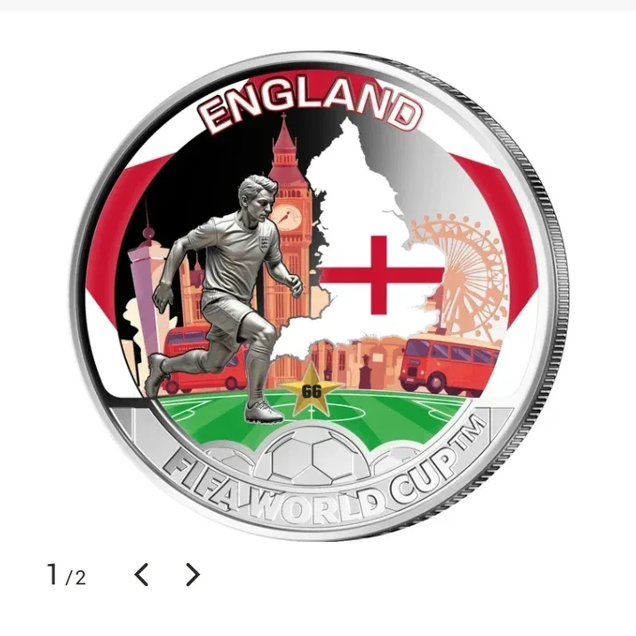 Ex Rare Charles Half Dollar Solomon Islands Proof Coin Year 2025 England Fifa World Cup