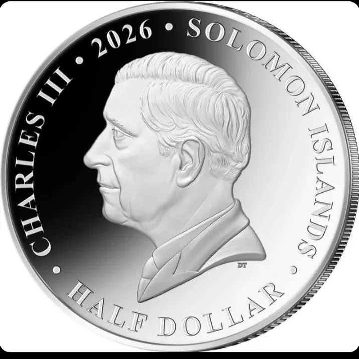 Ex Rare Charles III Half Dollar Solomon Islands Proof Coin Year 2026 France Fifa World Cup