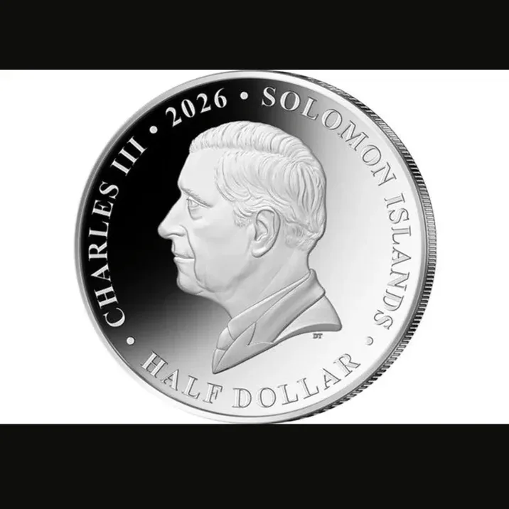 Ex Rare Charles III Half Dollar Solomon Islands Proof Coin Year 2026 Spain Fifa World Cup