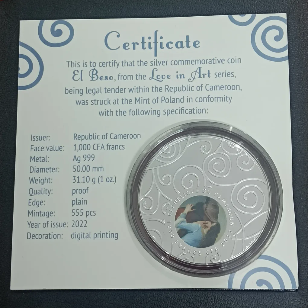 Ex Rare 1000 Francis CFA Proof Silver Coin Republic of Cameroon Mint Of Poland