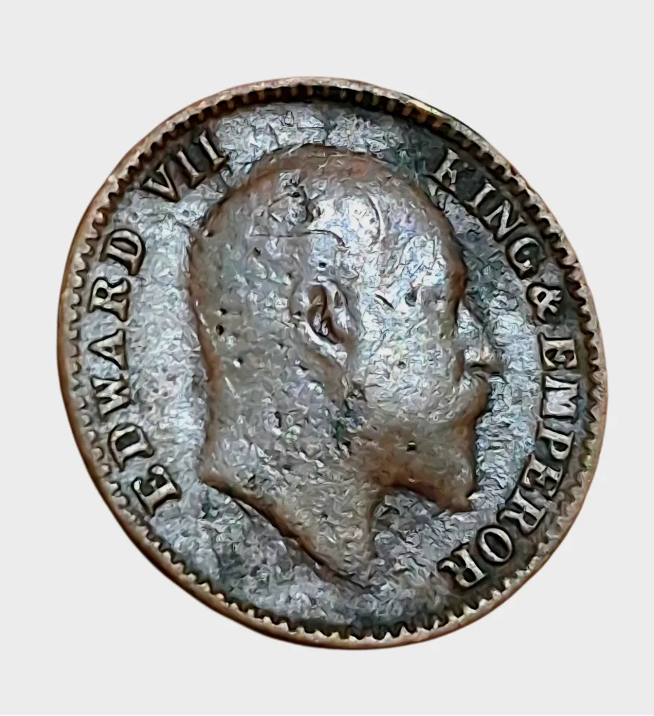 British India Copper 1/12 ANNA Year 1905 King EDWARD-VII in Used Condition.