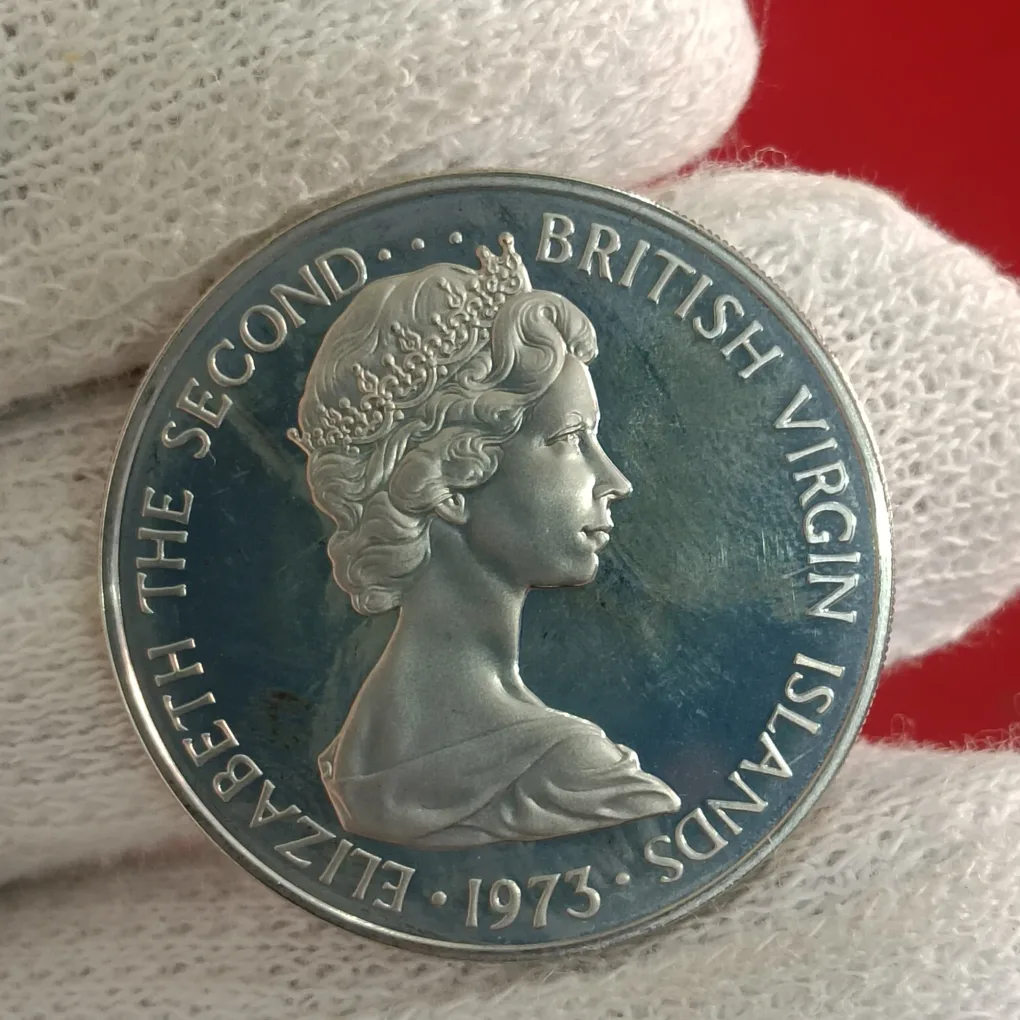 Rare 50 Cents Proof Coin from the British Virgin Islands featuring two brown pelican F2