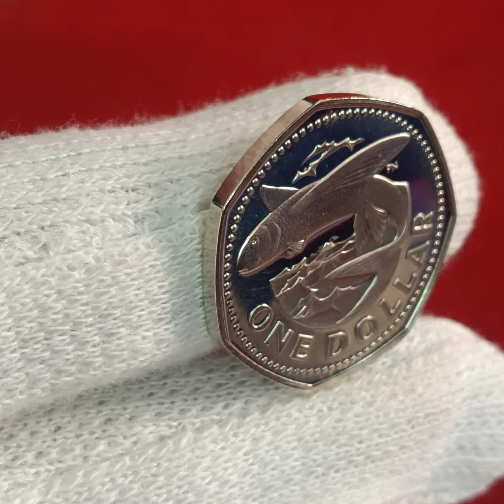 Ex Rare One Dollar Proof Coin 1973 Year PRIDE AND INDUSTRY Issue BARBADOS F3