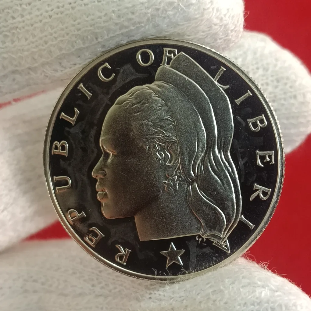 Rare One Dollar Proof Coin 1974 Year Republic of LIBERIA F4