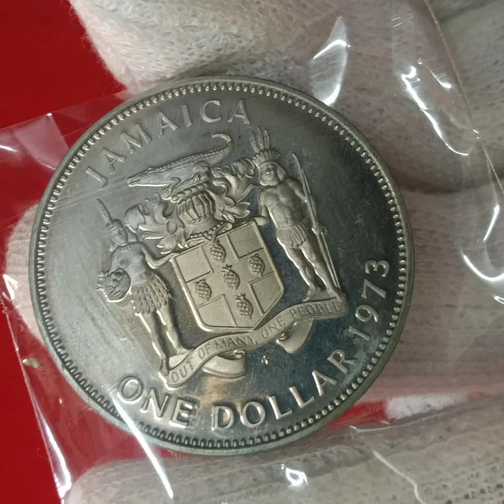 Ex Rare One Dollar Proof Coin JAMAICA 1973 First Prime Minister 1962-67 BUSTAMANTE F5