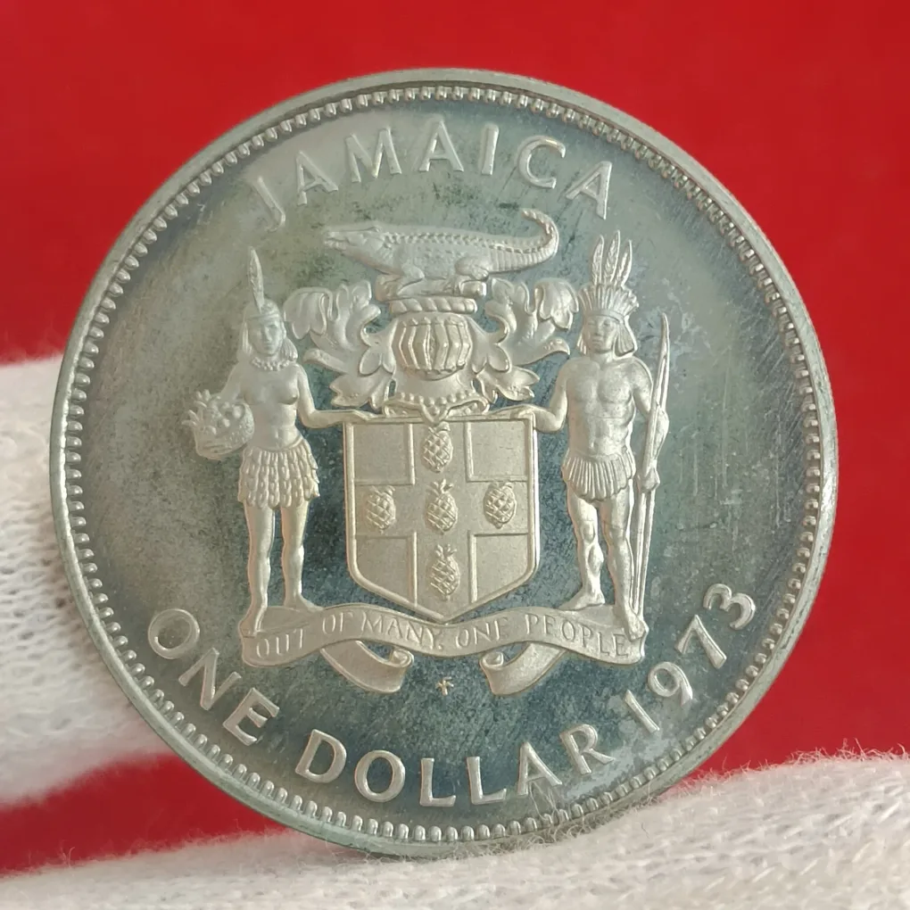 Ex Rare One Dollar Proof Coin JAMAICA 1973 First Prime Minister 1962-67 BUSTAMANTE F5
