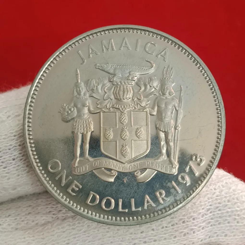 Ex Rare One Dollar Proof Coin JAMAICA 1973 First Prime Minister 1962-67 BUSTAMANTE F5