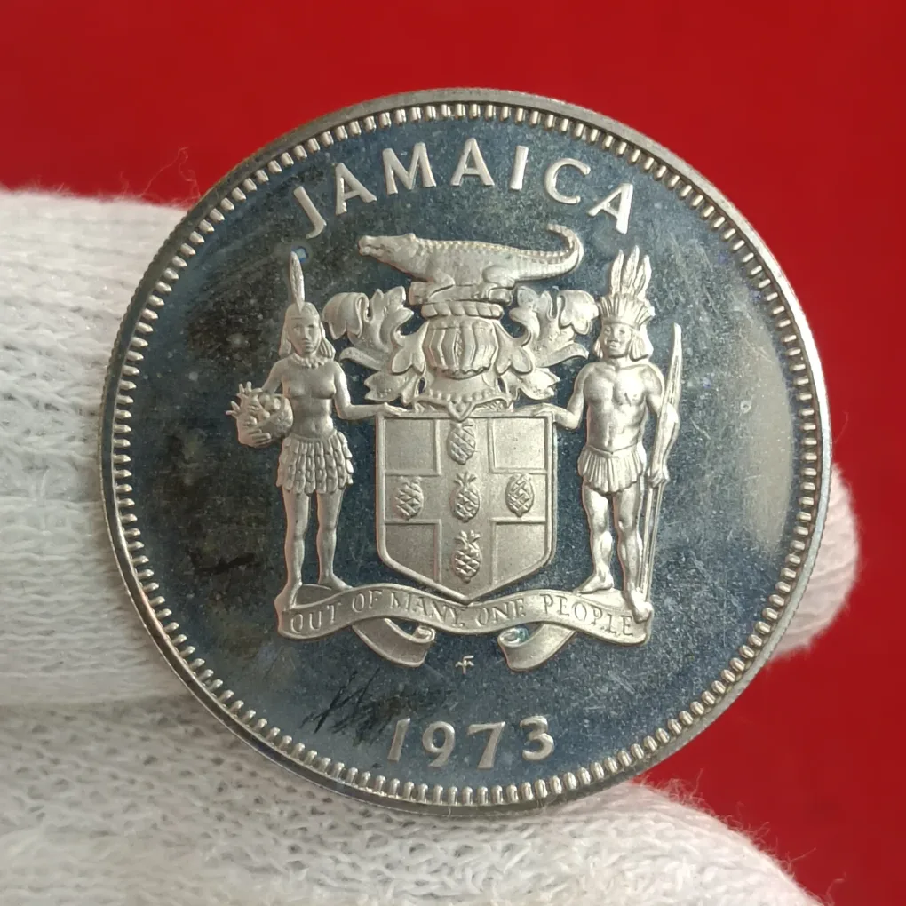 Rare Twenty Five Cents Proof Coin 1973 Year JAMAICA