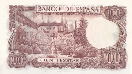 100 Pesetas of Spain of 1970 Unc Note