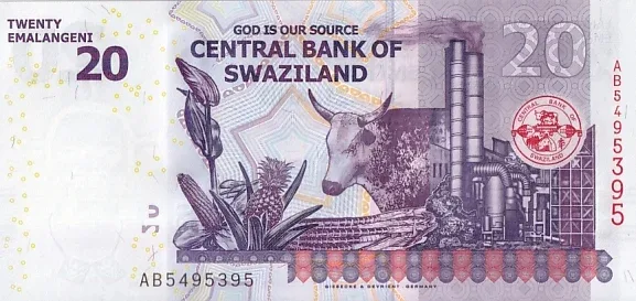 20 Emalangeni of Swaziland Unc Note of 2017