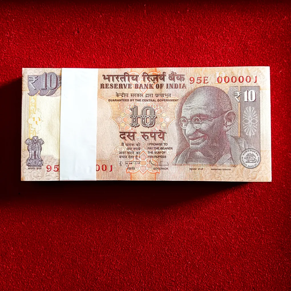 Ex Rare Ten Rs Old Rare Mahatma Gandhi Full Fancy Number Bundle 000001-100 Gem Bunc Condition Year 2011 Reserve Bank of India