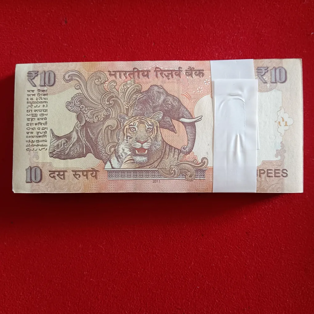 Ex Rare Ten Rs Old Rare Mahatma Gandhi Full Fancy Number Bundle 000001-100 Gem Bunc Condition Year 2011 Reserve Bank of India