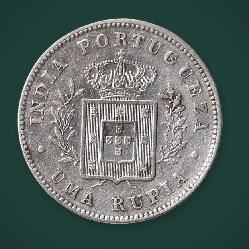 Rare 1 Rupia 1881 King Luiz I India Portugueza Silver Portuguese India Coin # A929