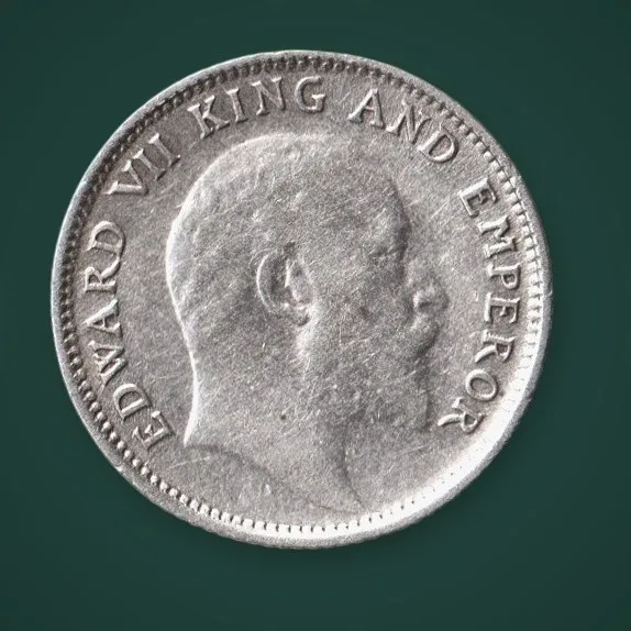 Rare 1/4 Rupee 1905 Edward VII King and Emperor Calcutta Mint British India Silver Coin # A937