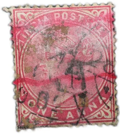 Postal Stamp of Victoria 1 Anna - Pink Colour - Used as per Image.