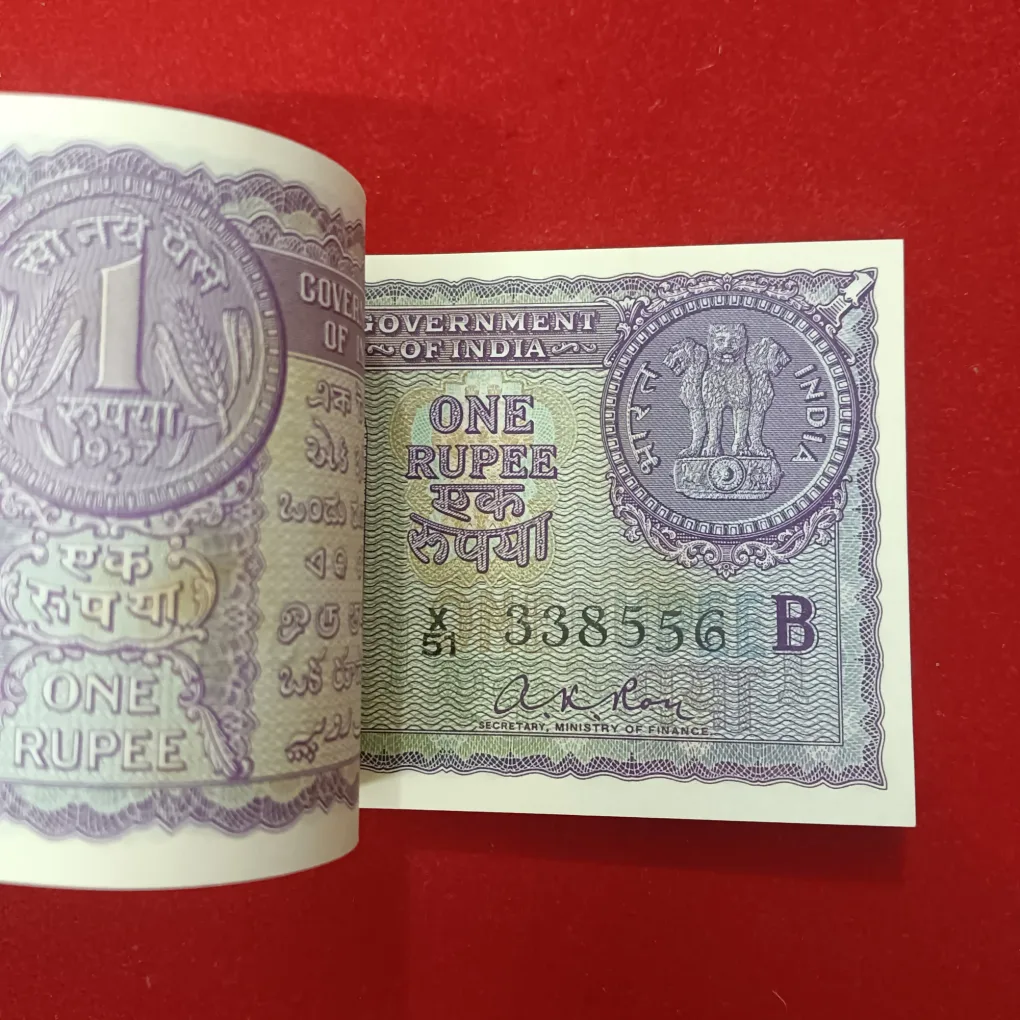 Ex Rare One Ruppe Big Coin Full Bundle Finance Minister Ak Roy Year 1957 Gem Unc Condition Reserve Bank of India 338501