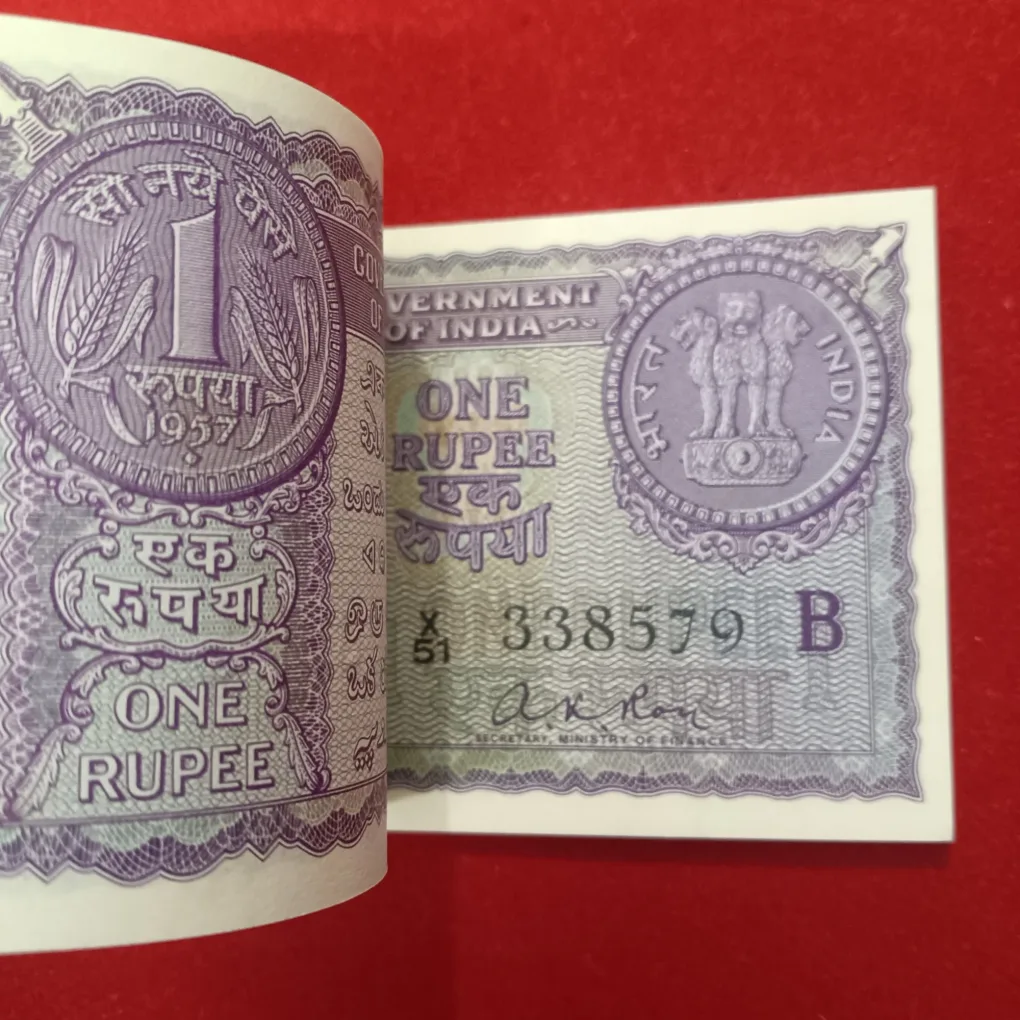 Ex Rare One Ruppe Big Coin Full Bundle Finance Minister Ak Roy Year 1957 Gem Unc Condition Reserve Bank of India 338501