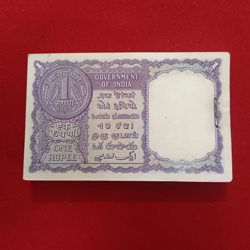Ex Rare One Ruppe Big Coin Full Bundle Finance Minister Ak Roy Year 1957 Gem Unc Condition Reserve Bank of India 338501